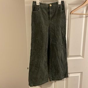 Wide Leg Cropped Green Corduroy Size Small